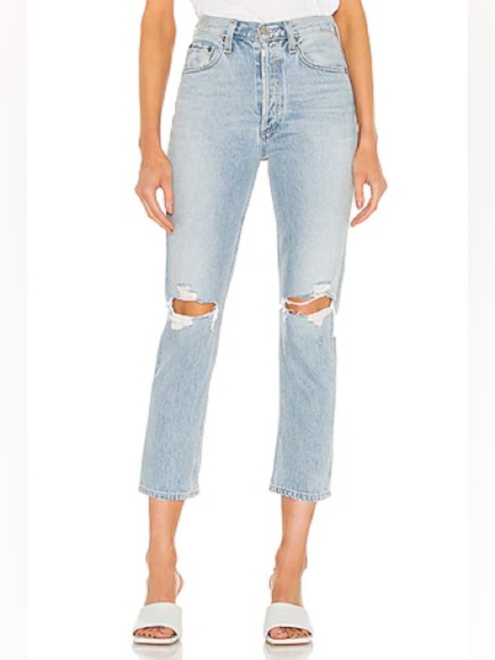 Agolde Riley High Rise Straight Crop Jeans Clear Skies